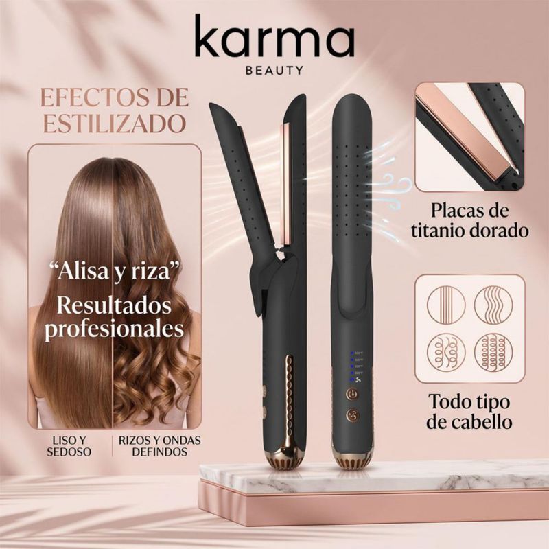 Alaciadora De Titanio Karma Beauty Breeze Air Styler 2 En 1