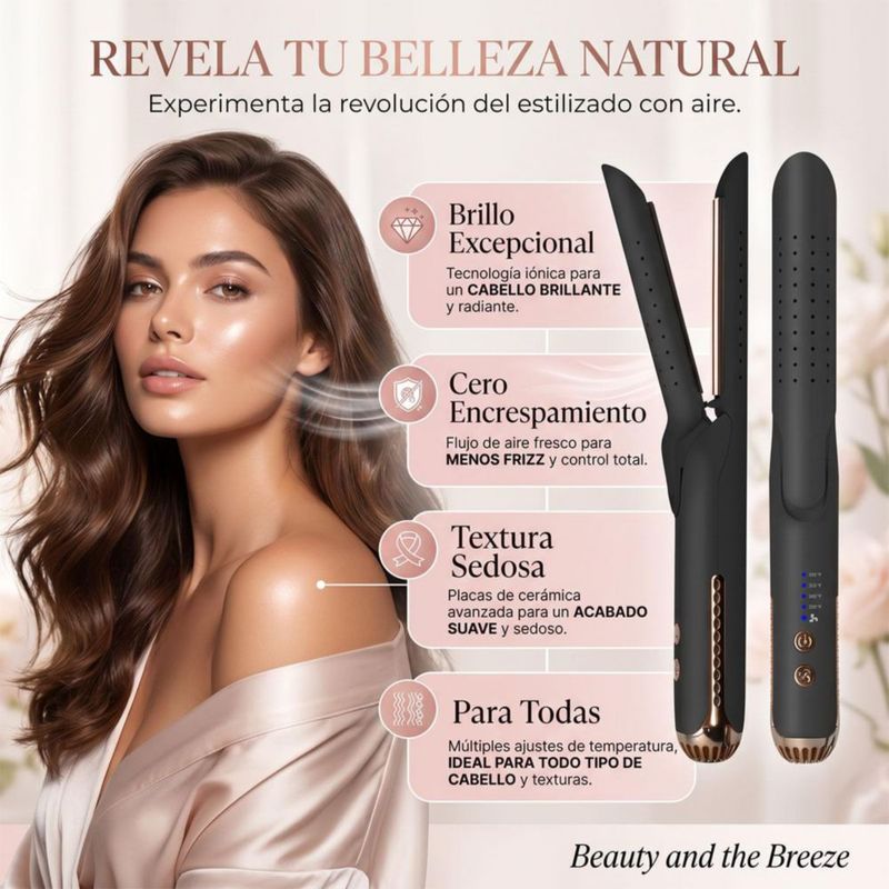 Alaciadora De Titanio Karma Beauty Breeze Air Styler 2 En 1