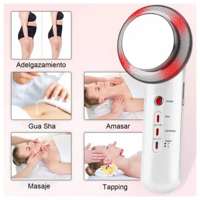 Masajeador Ultrasónico De Cavitación y EMS Para Cuerpo y Rostro Color Blanco