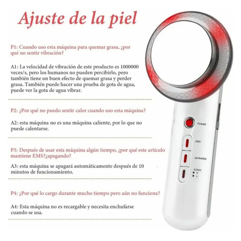 Masajeador Ultrasónico De Cavitación y EMS Para Cuerpo y Rostro Color Blanco