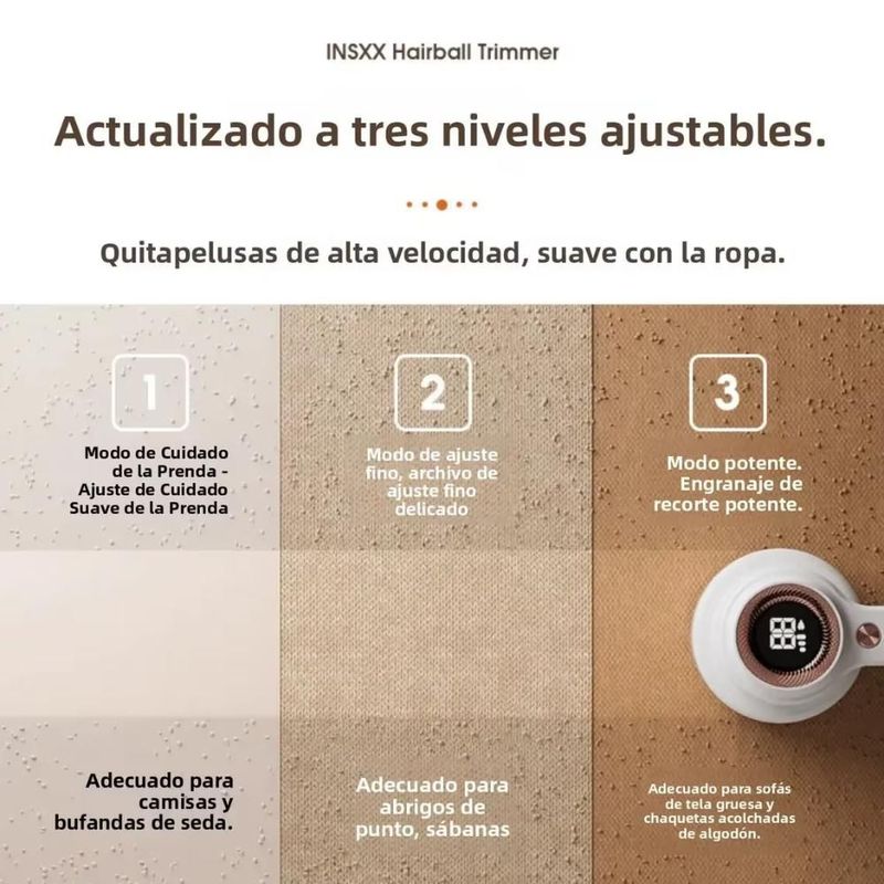 IQ TECH Removedor de Pelusas Recargable para Ropa y Mascotas con Pantalla Digital