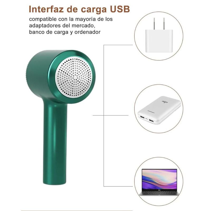 Removedor De Pelusas Iq Tech Recargable 1200 Mah 6 Cuchillas 3 Velocidades Para Ropa Sofás Y Cobijas
