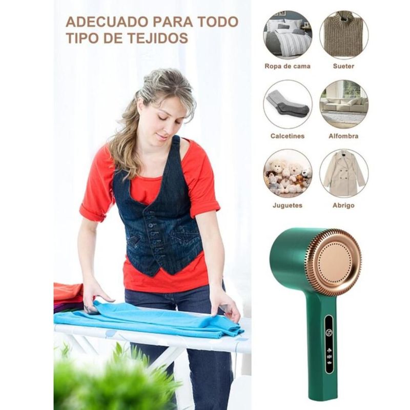 Removedor De Pelusas Iq Tech Recargable 1200 Mah 6 Cuchillas 3 Velocidades Para Ropa Sofás Y Cobijas