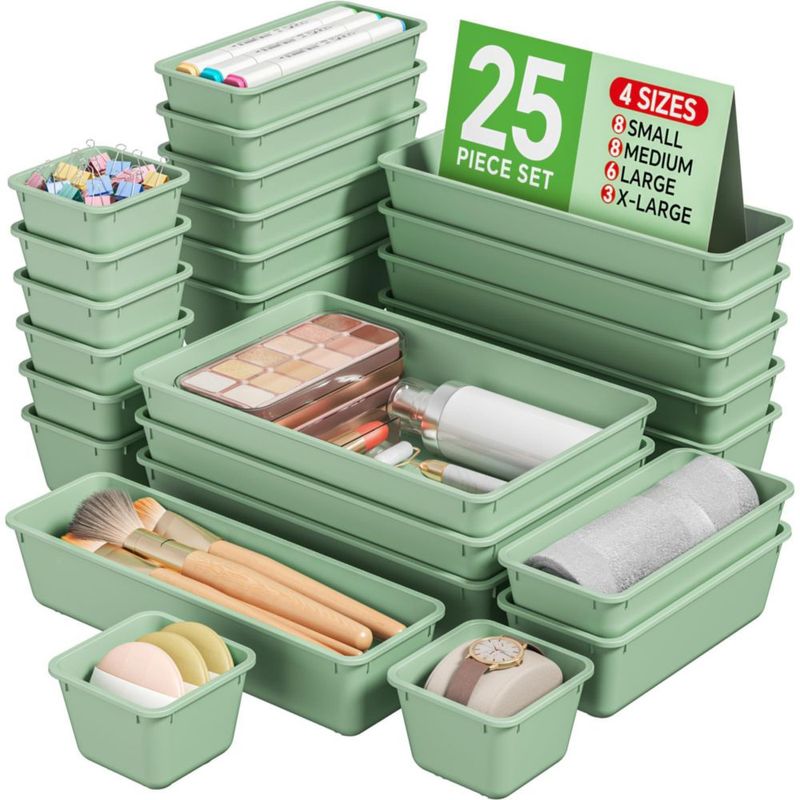 Set de organizadores para cajón KEMETHY de 25 piezas plástico verde