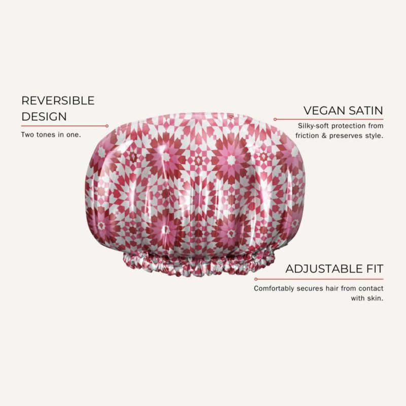Gorro de satén reversible y ajustable Bounce Curl rosa