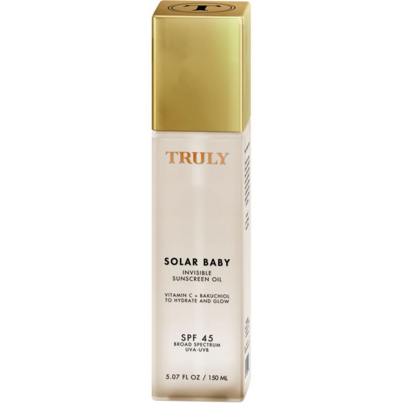 Truly Beauty Solar Baby Aceite Solar Invisible SPF 45 | Aceite corporal ligero con protección solar para una piel luminosa | Protección de amplio