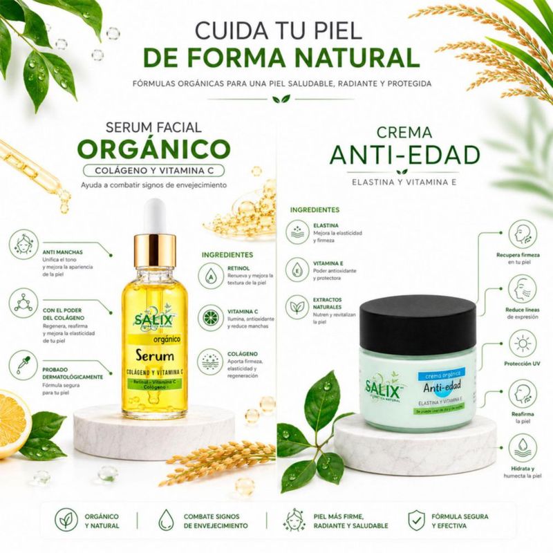 Kit Skin Care Salix Crema Anti Edad Serum Facial Set