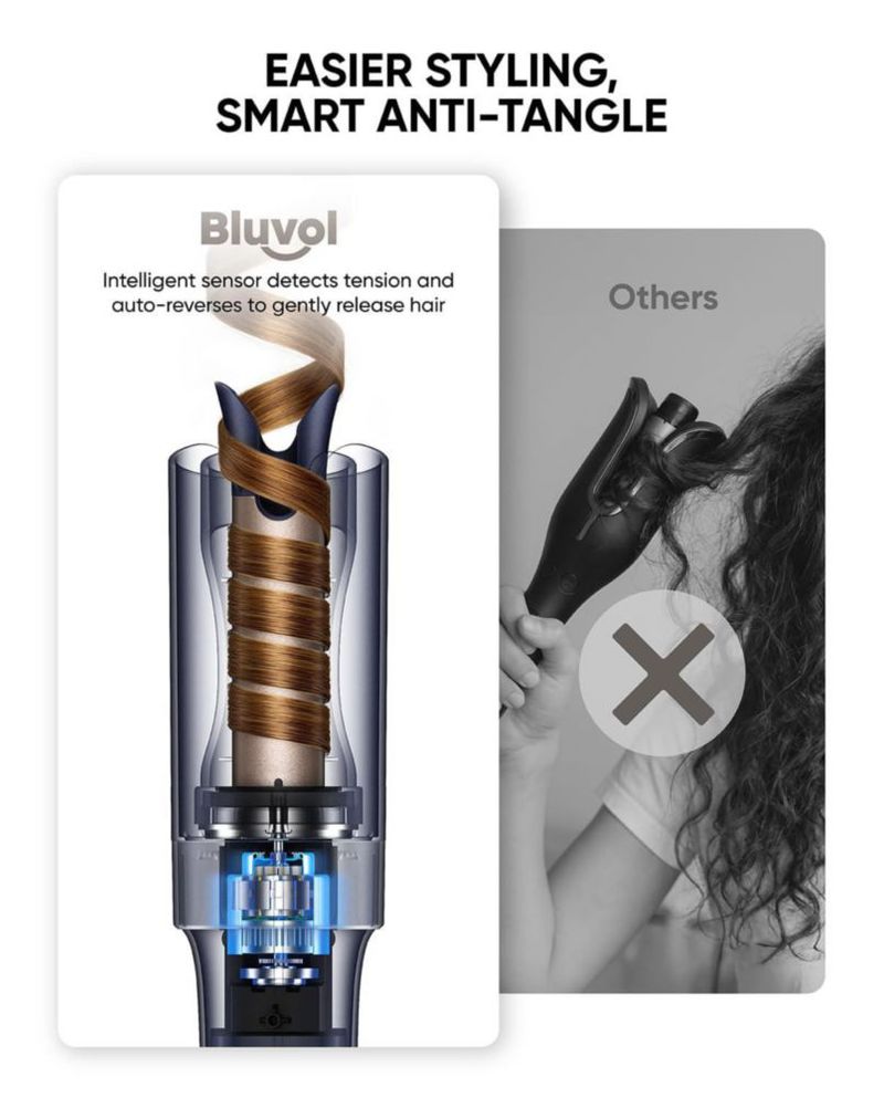 Rizador de cabello Bluvol R10 Apex de 1" inalámbrico con LED y sistema anti-enredos