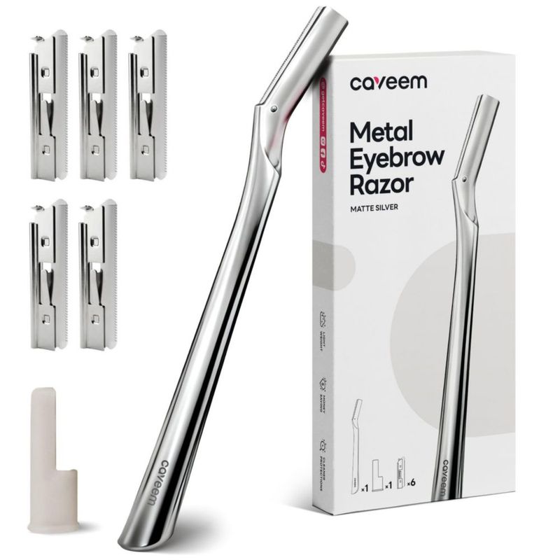 Rasuradora para cejas CAVEEM color plata mate con 6 hojas