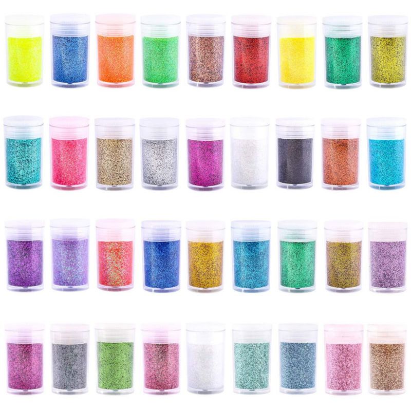 Set de glitter Estanoite de 36 colores polvo fino 5 g cada uno