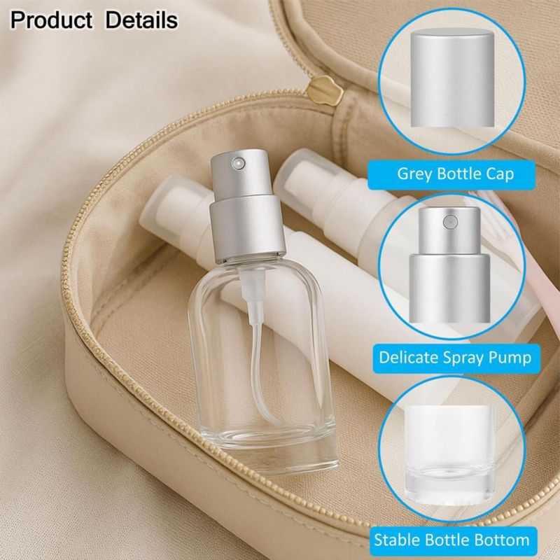 Frascos pulverizadores Doromy de vidrio transparente de 30 ml atomizador en niebla paquete de 4 recargables