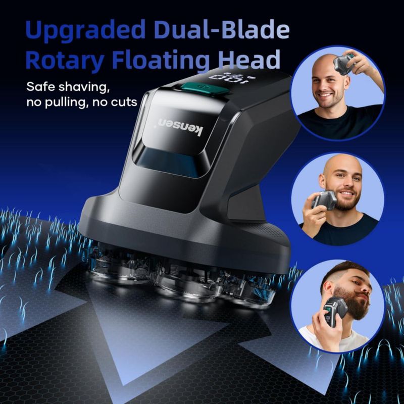 Afeitadora de Cabeza kensen 7D Impermeable con Pantalla LED y Tipo-C