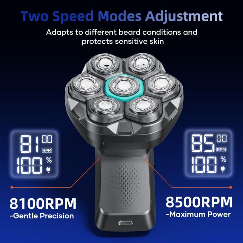 Afeitadora de Cabeza kensen 7D Impermeable con Pantalla LED y Tipo-C