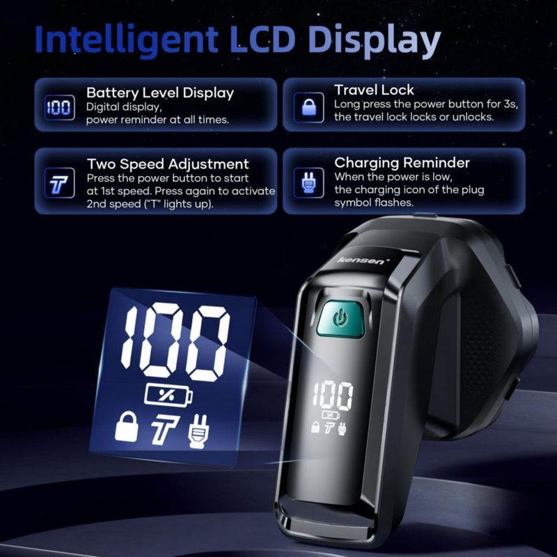 Afeitadora de Cabeza kensen 7D Impermeable con Pantalla LED y Tipo-C