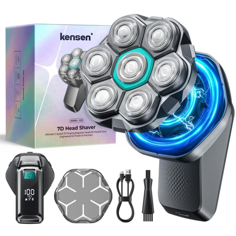Afeitadora de Cabeza kensen 7D Impermeable con Pantalla LED y Tipo-C