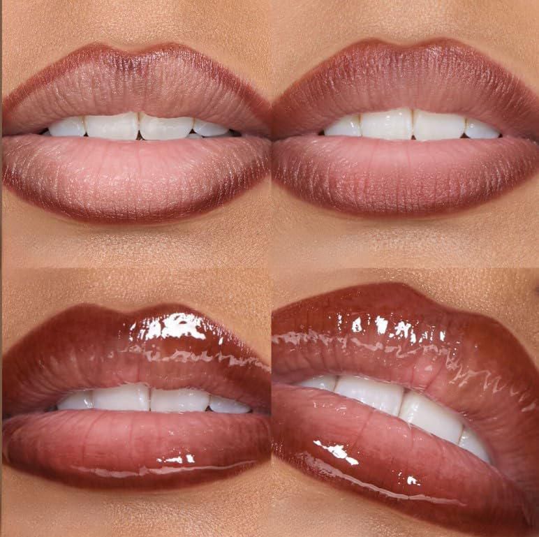 Huda BEAUTY Make Out Sesh Duo de Labios - Tinte para Contorno de Labios y Brillo Labial Faux Filler - Tonos Nude Durazno - Edición Limitada
