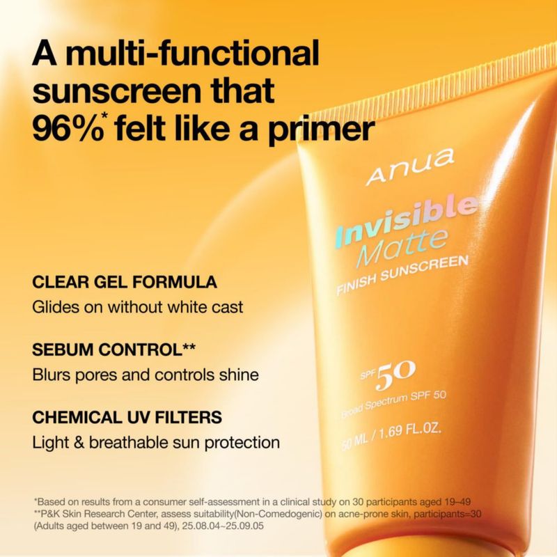 Protector Solar ANUA Invisible Matte SPF50 Gel Transparente 50ml