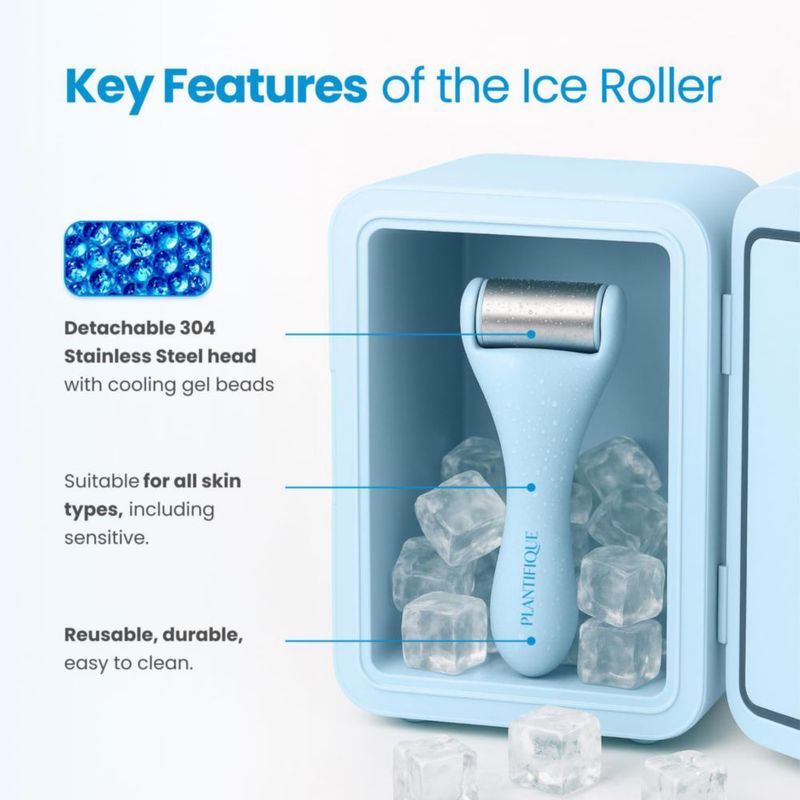 Set Facial de Rodillo de Hielo y Gua Sha PLANTIFIQUE de Acero Inoxidable