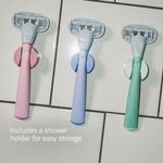 Recarga de 5 hojas para rasuradora Flamingo con mango color salvia y soporte para ducha