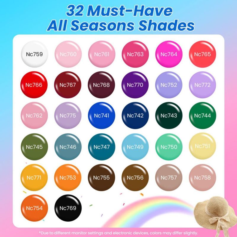 Kit de Esmalte de Uñas en Gel Beetles 32 Colores con Luz UV 68 Piezas