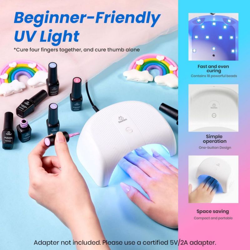 Kit de Esmalte de Uñas en Gel Beetles 32 Colores con Luz UV 68 Piezas