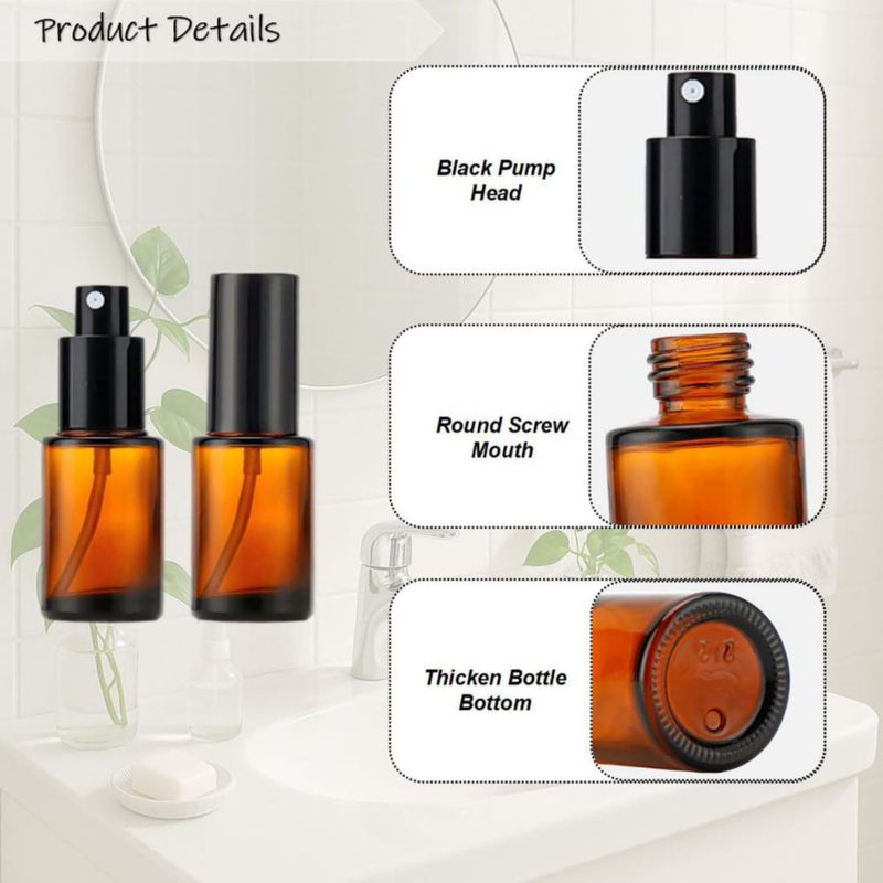 Botellas de Spray de Vidrio Doromy Paquete de 6 de 30 ml Ámbar con Nebulizador