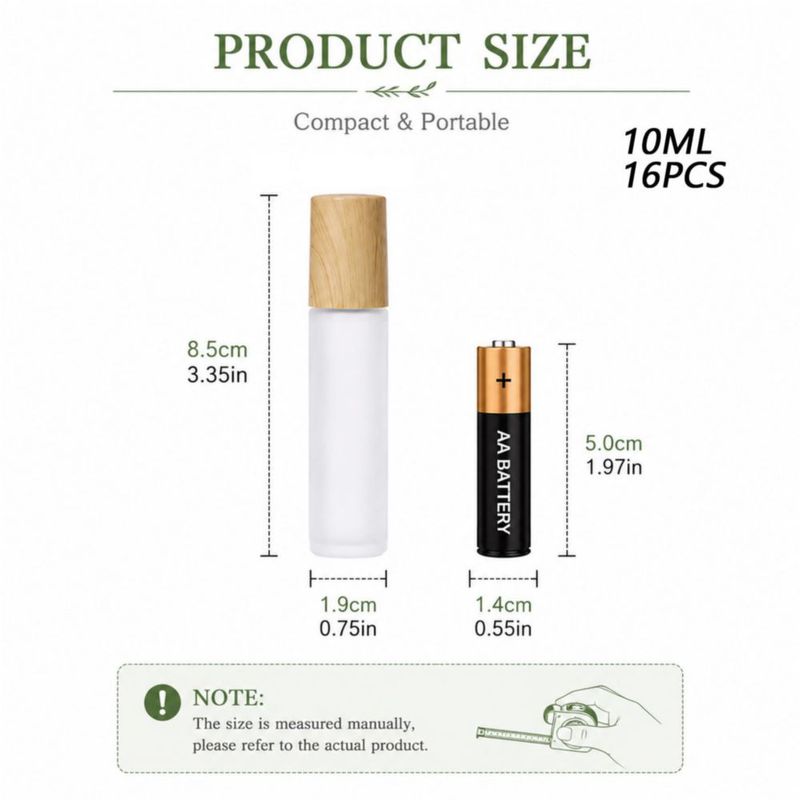 Frascos Rodillo de Vidrio Doromy 16x10ml con Tapas de Madera