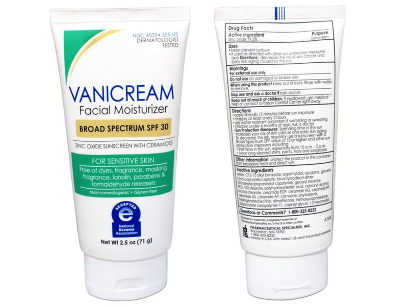 Hidratante Facial Vanicream FPS 30 Óxido de Zinc 71 g Paquete de 3
