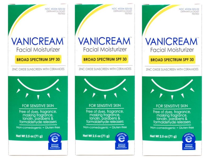 Hidratante Facial Vanicream FPS 30 Óxido de Zinc 71 g Paquete de 3