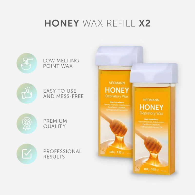 Kit de Depilación NEOMANN Roll-On Cera de Miel con 2 Recambios