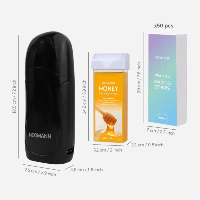 Kit de Depilación NEOMANN Roll-On Cera de Miel con 2 Recambios