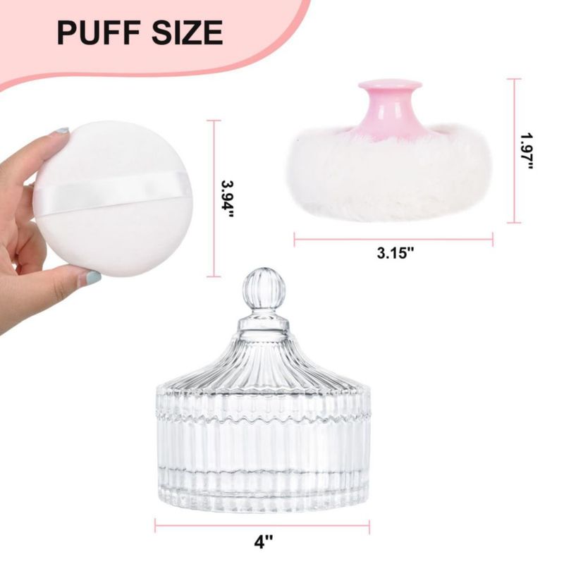 Caja de Almacenamiento LAKIRA Contenedor de Polvo Corporal de Cristal de 10 cm con Pufs