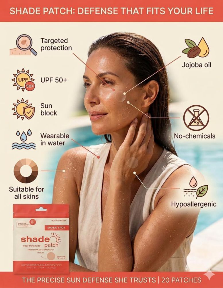 Parche Protector Solar Facial Shade Patch UPF 50+ Paquete con 20 Unidades