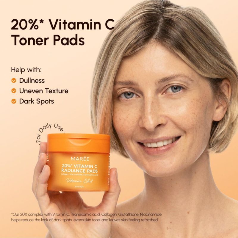 Toallitas Limpiadoras Faciales MAREE con Vitamina C 20% Radiance Pads