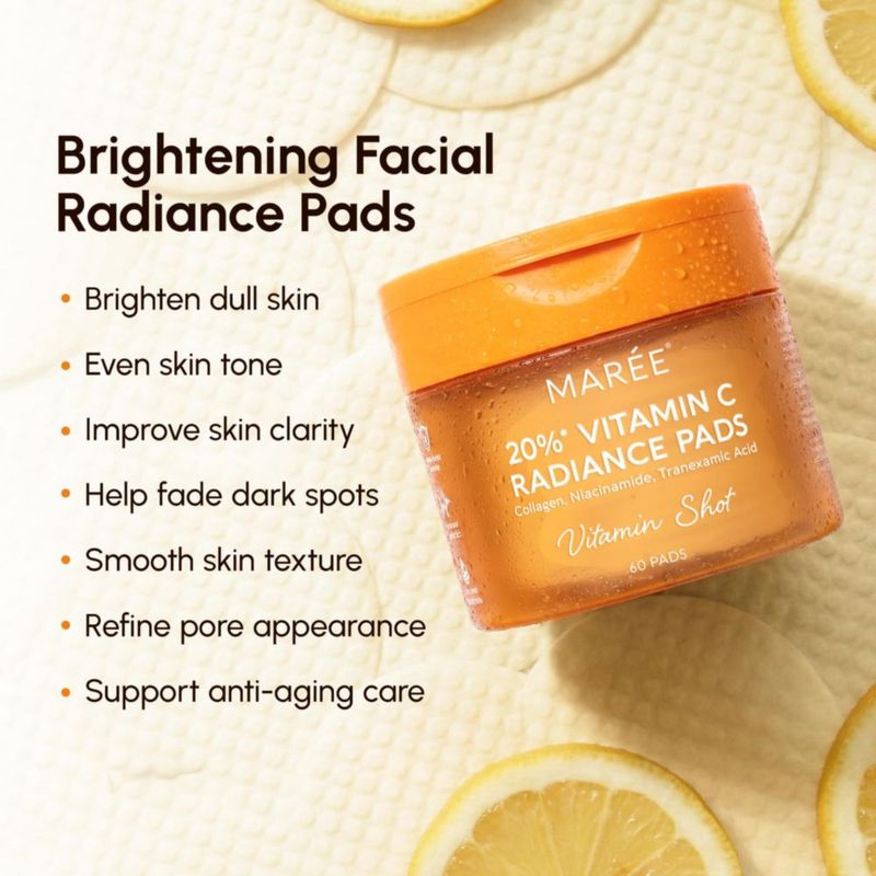 Toallitas Limpiadoras Faciales MAREE con Vitamina C 20% Radiance Pads