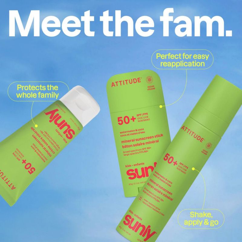 Protector Solar ATTITUDE Kids Mineral Stick FPS 50 Vegano 60 g