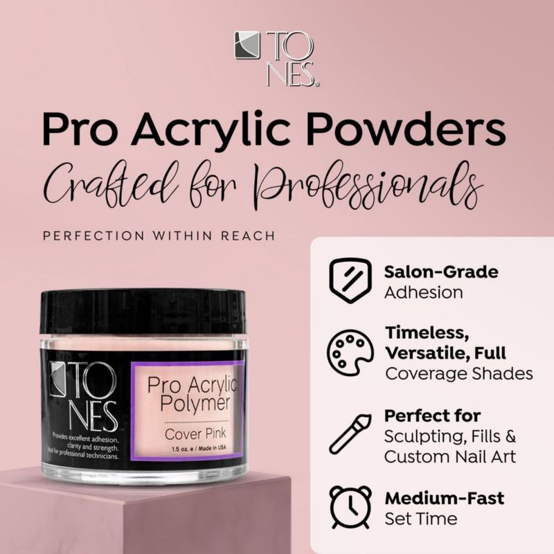 Polvo Acrílico TONES Cover Pink para Uñas 99 g Libre de MMA