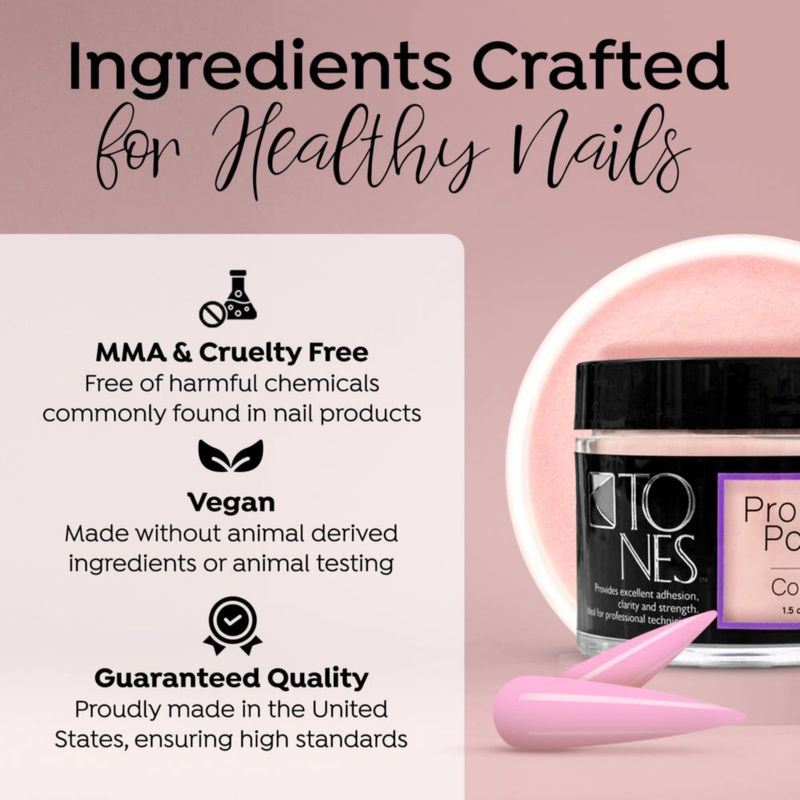 Polvo Acrílico TONES Cover Pink para Uñas 99 g Libre de MMA