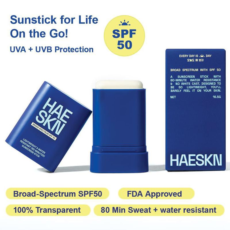 Protector Solar en Barra HAESKN SPF 50 Resistente al Agua de Amplio Espectro