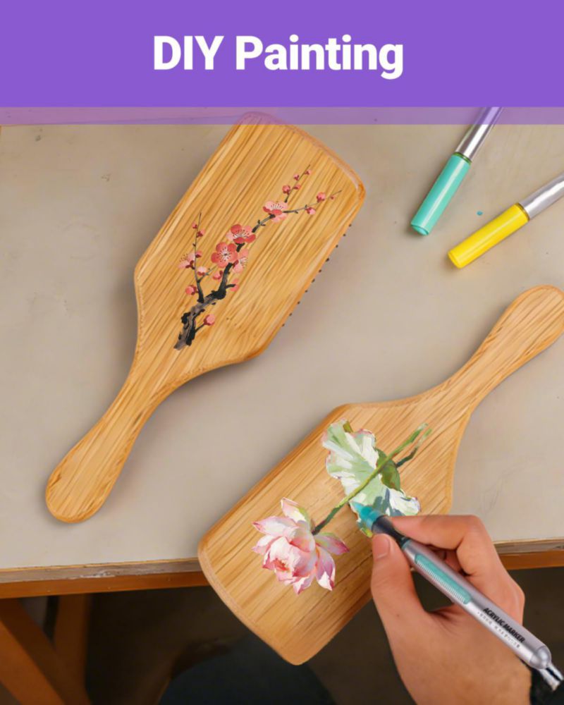 Set de 12 Cepillos de Bambú DIY HAPPYER con 24 Pinturas