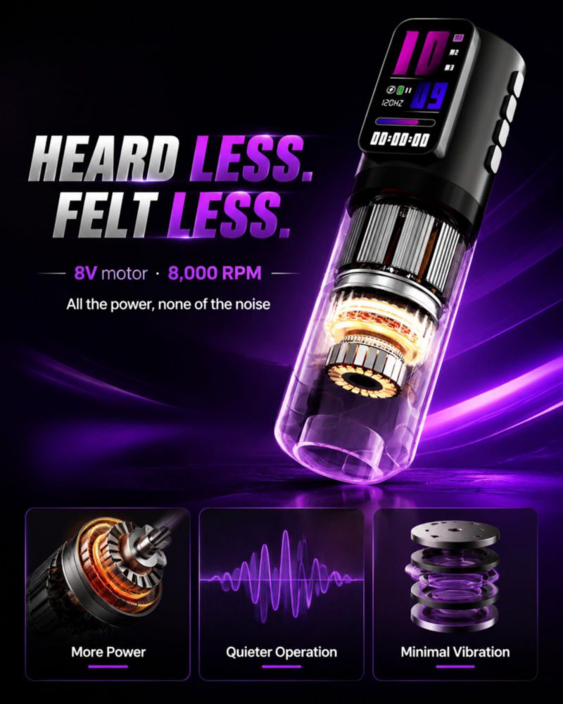 Kit de Máquina de Tatuar POSEIDON Pen Inalámbrico 2 Baterías 20 Agujas