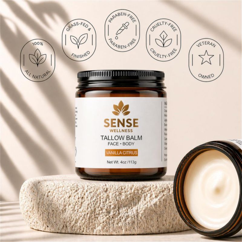 Bálsamo Hidratante para la Piel Sense Wellness con Sebo de Res y Vainilla 113 g