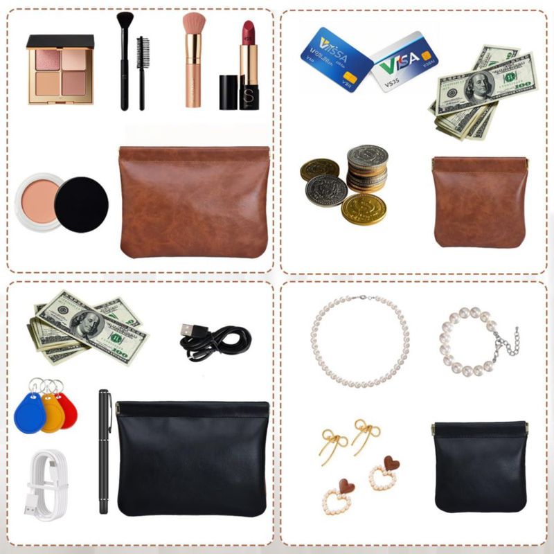 Estuche Cosmético Hapforever 4 Piezas Bolsas de Cuero PU con Cierre a Presión