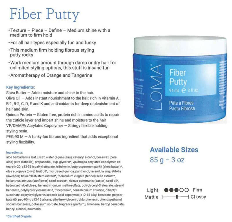 Masilla de fibra capilar Loma Fiber Putty 90 ml brillo medio