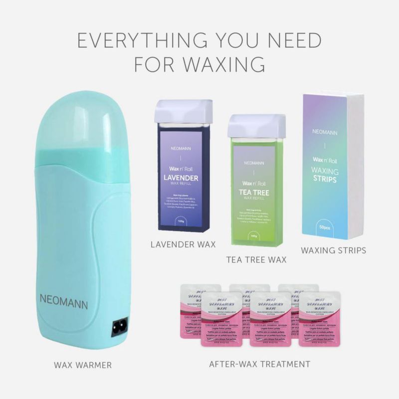 Kit de Depilación NEOMANN Cera Roll-On con Árbol de Té y Lavanda