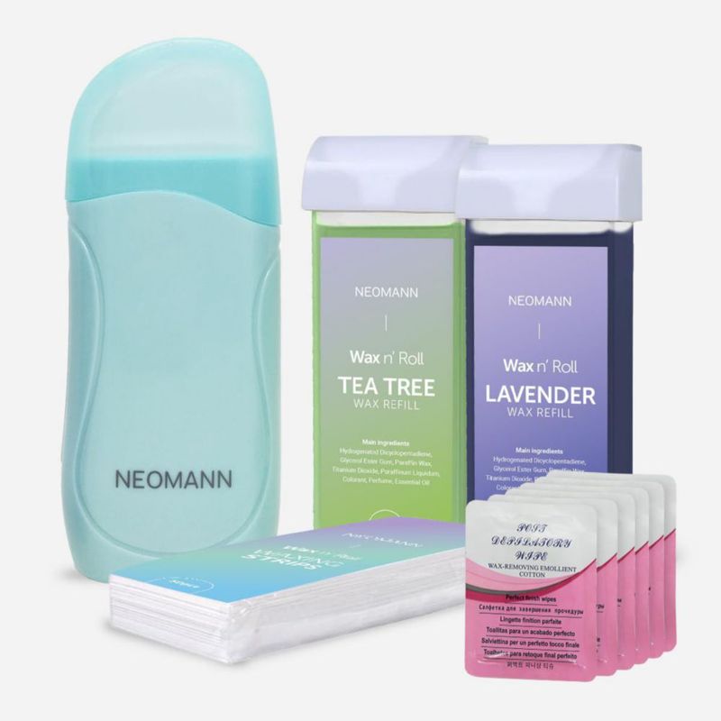 Kit de Depilación NEOMANN Cera Roll-On con Árbol de Té y Lavanda