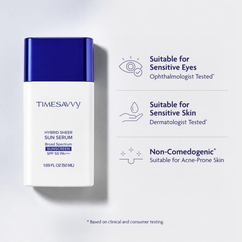 Sérum Solar Híbrido Transparente TIMESAVVY SPF 50 50 ml