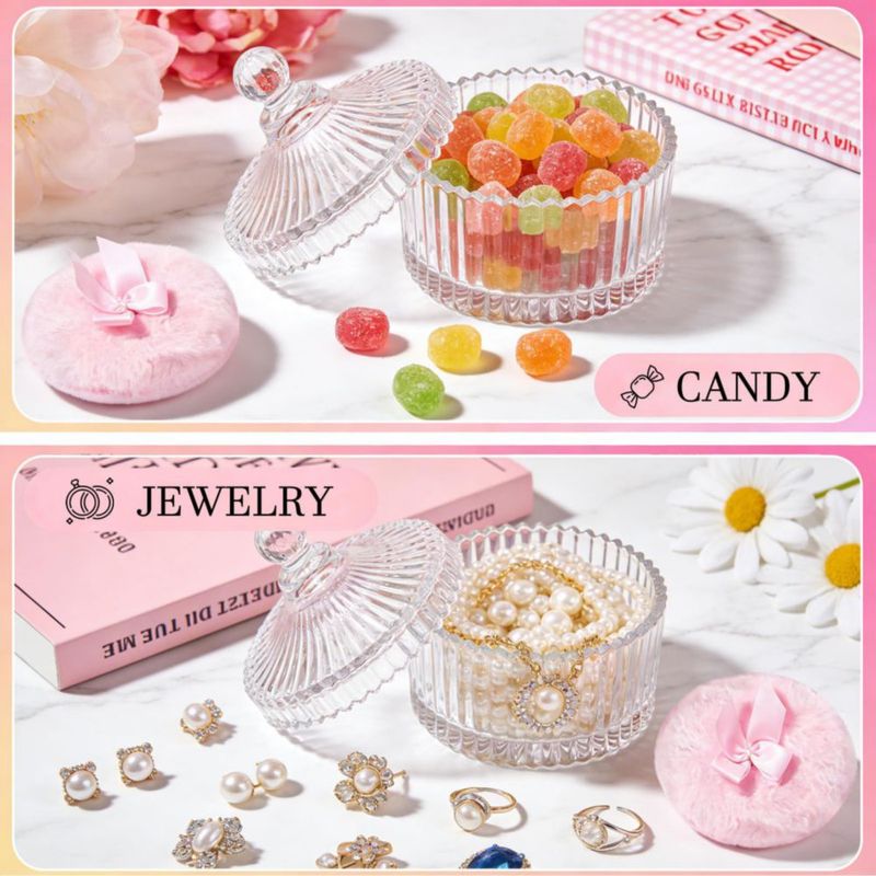 Set de Polvera y Puff Corporal LAKIRA con Contenedor de Cristal de 10 cm