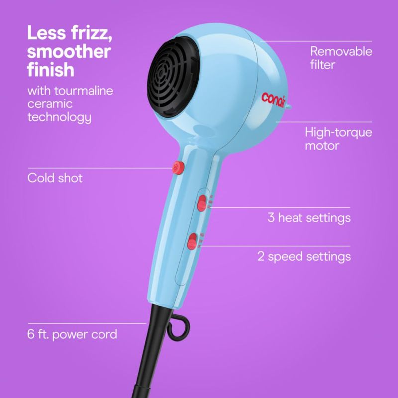 Secador de Pelo Conair Cake Pop Azul Cerámico 3 Calor 2 Velocidades