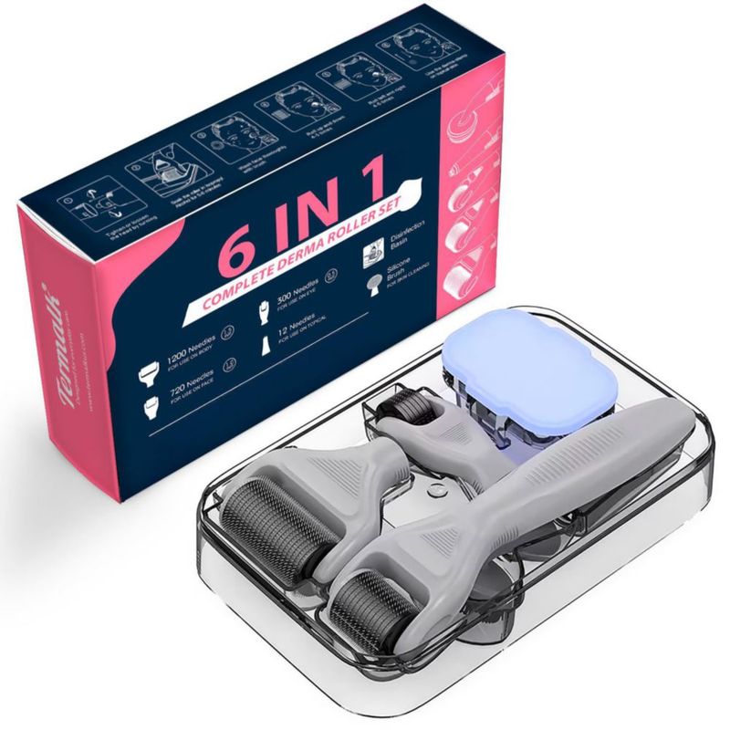 Kit de Rodillo de Microagujas Termalk 6 en 1 de Titanio con Agujas de 025 mm